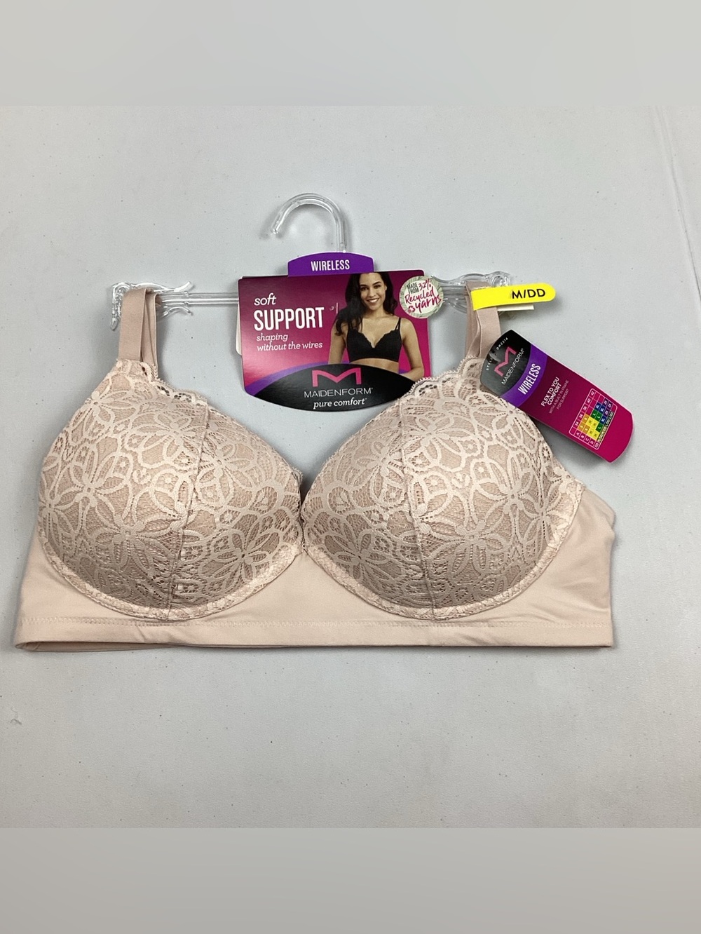 Maidenform Soft Support Wireless Lace Bra Size Medium DD NEW! Retail $40 DM2314